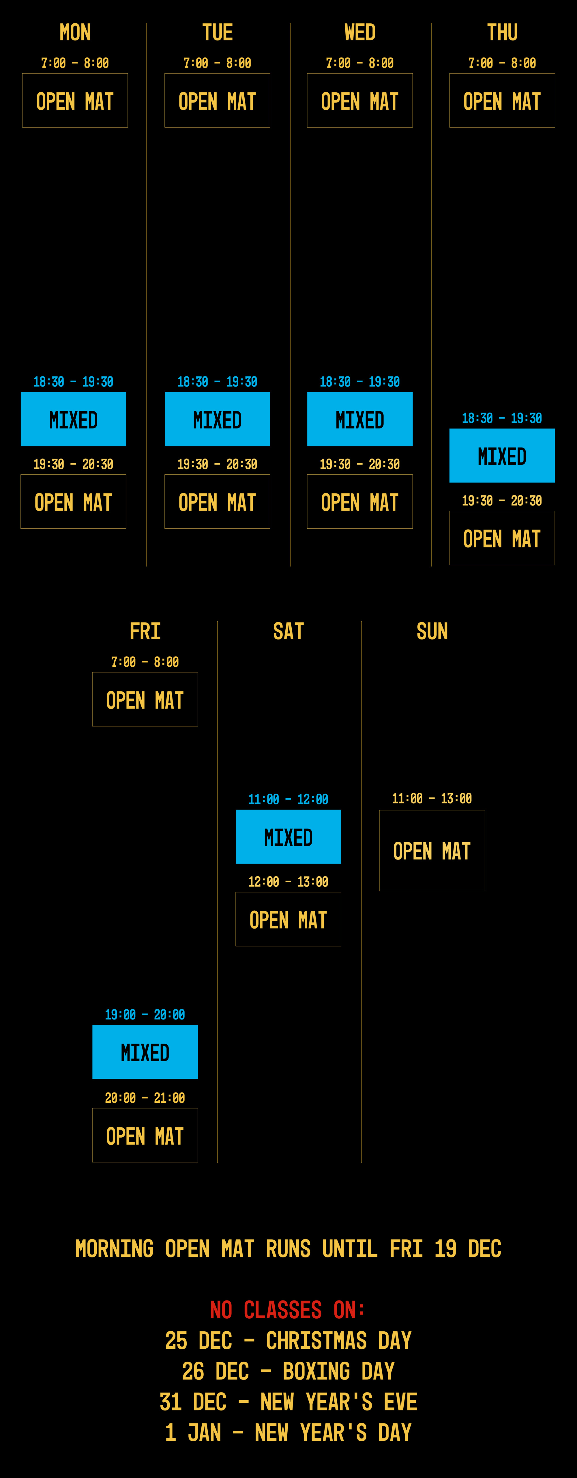 End-of-year Timetable